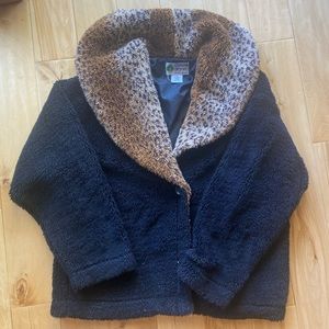 Vintage Sherpa Coat with Leopard Collar